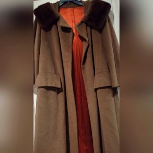 Vintage Camel Mohair Coat with Mink Collar 1950's/60s